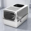 Enclosed Cat Litter Box Scratch-Resistant Stainless Steel Pet Supply