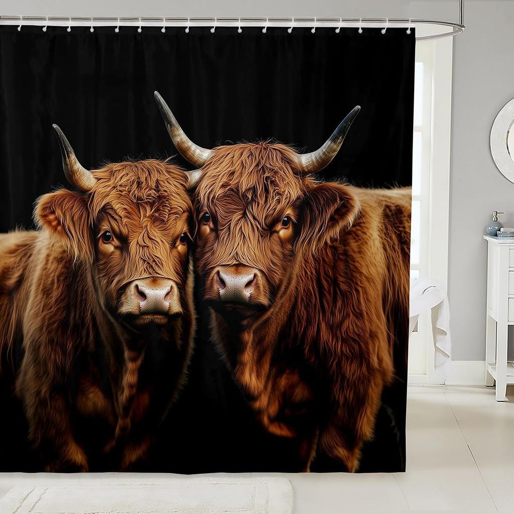 Cartoon Pig Shower Curtain Leopard Bow Bath Curtain for Boys Girls Teens Lovely Animal Cheetah Bathroom Shower Curtain Set