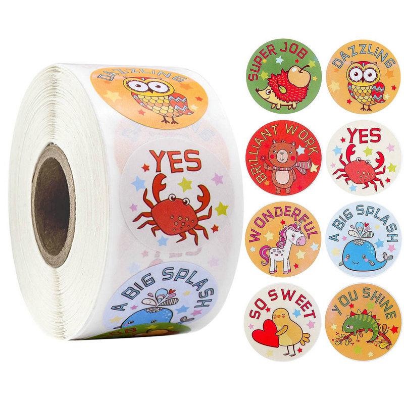 Wholesale New Kids' Motivational Stickers Cute Animal Reward Sticker Friendly Campus Office Classification Self-Adhesive Labe