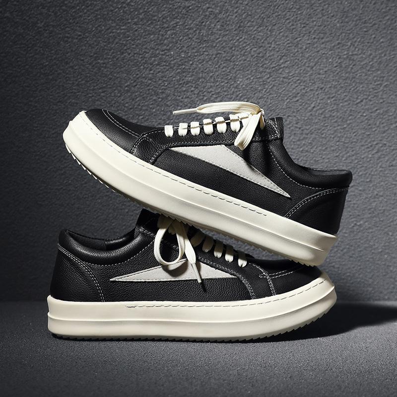 Fashion New Mens Casual Shoes High Quality Genuine Leather Luxury Shoes Comfort Outdoor Lace-Up Sneakers Non-Slip Tennis Running Shoe