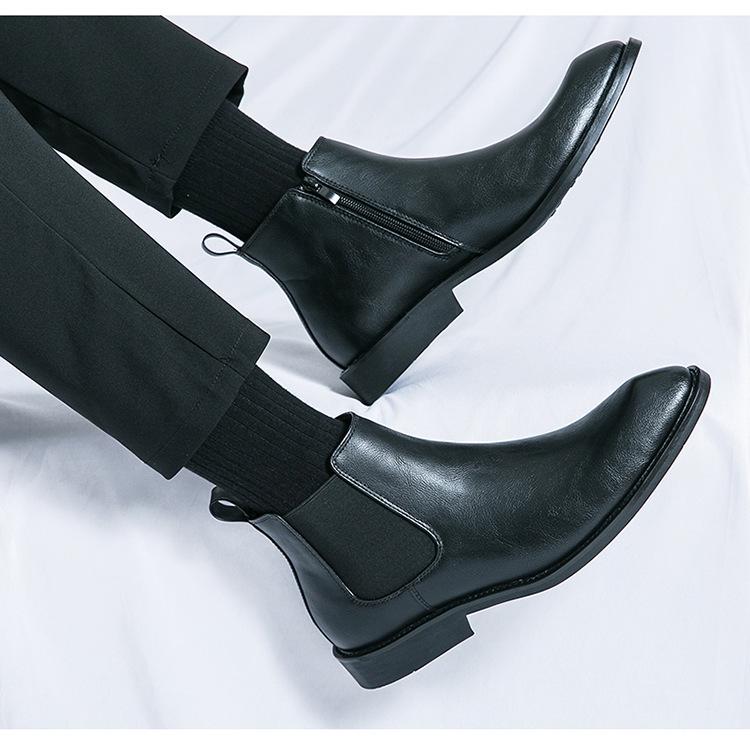 Men's Chelsea Boots: Large Size Retro Leather Pull-on for Autumn/Winter
