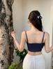 Hong Kong Retro Spliced Lace-Trim Denim Bustier Top for Women