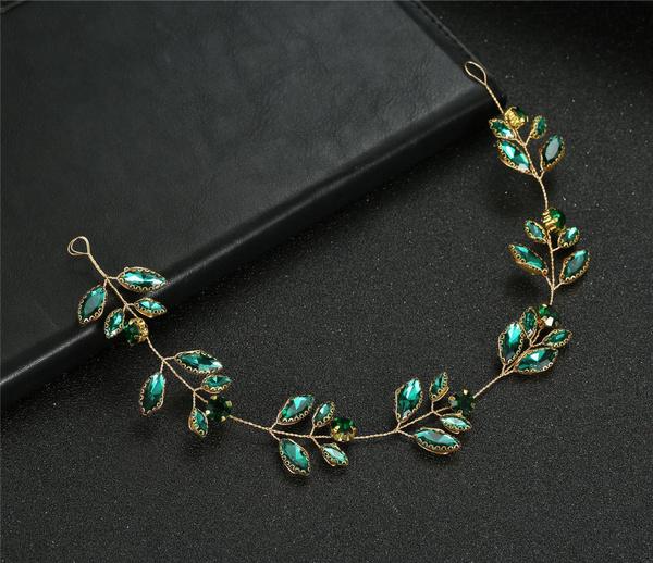 Handgemachtes Smaragd Marquise Brilliant Cut Kristall Haarband, Vintage Braut Haarranke Tiara Stirnband Hochzeit Haarschmuck