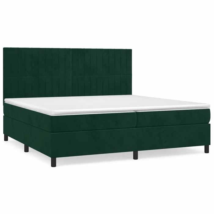 Exclusive House - Slatted Bed Base and Mattress Dark Green 200x200cm Velvet