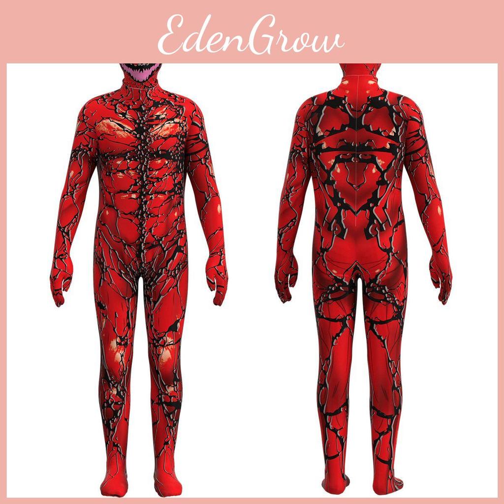 Atemberaubender Kinder Venom Carnage Jumpsuit Rot Ganzkörperkostüm Anzug Für Halloween Cos Performance
