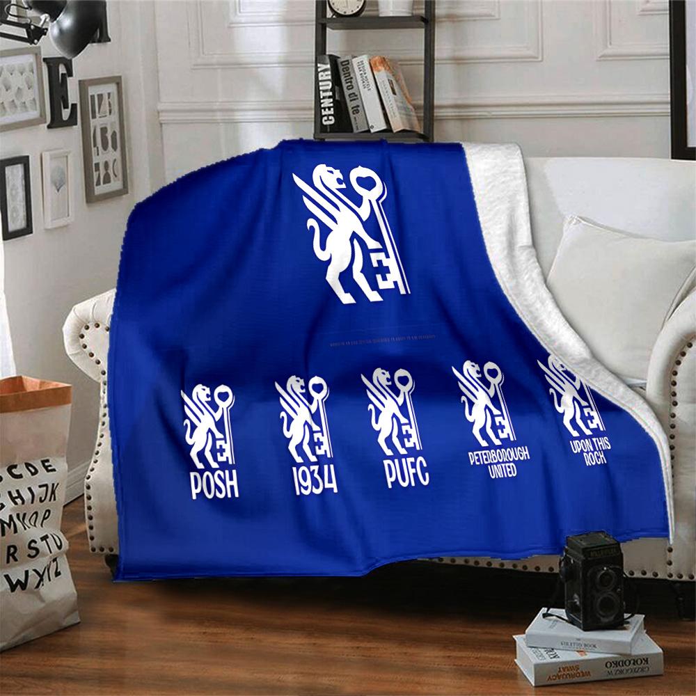 Peterborough Crest Flannel Blanket, Soft Polyester, Modern Design, All-Season for Camping, Travel, Gifts for holidays or birthdays