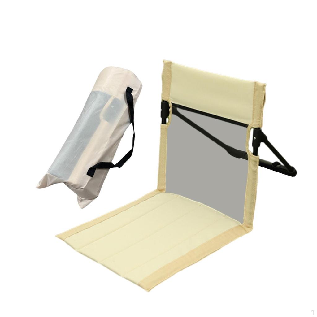 Floor Chair with Back Support Camp Bleacher Cushion Seat Pad Storage Bag Foldable Beach