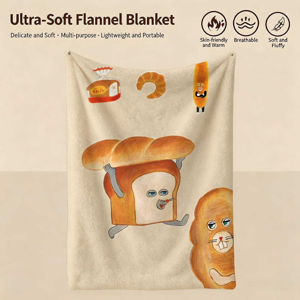 food B-Bread Thief-f Throw Warm Soft Flannel Blanket, Multi-use for Sofa Bed Camping Travel Nap