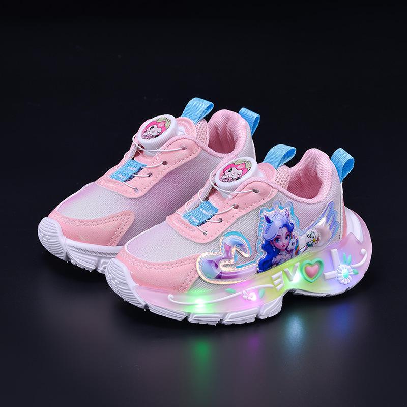Children's Light-Up Princess Mesh Sneakers - Trendy Spring School Shoes