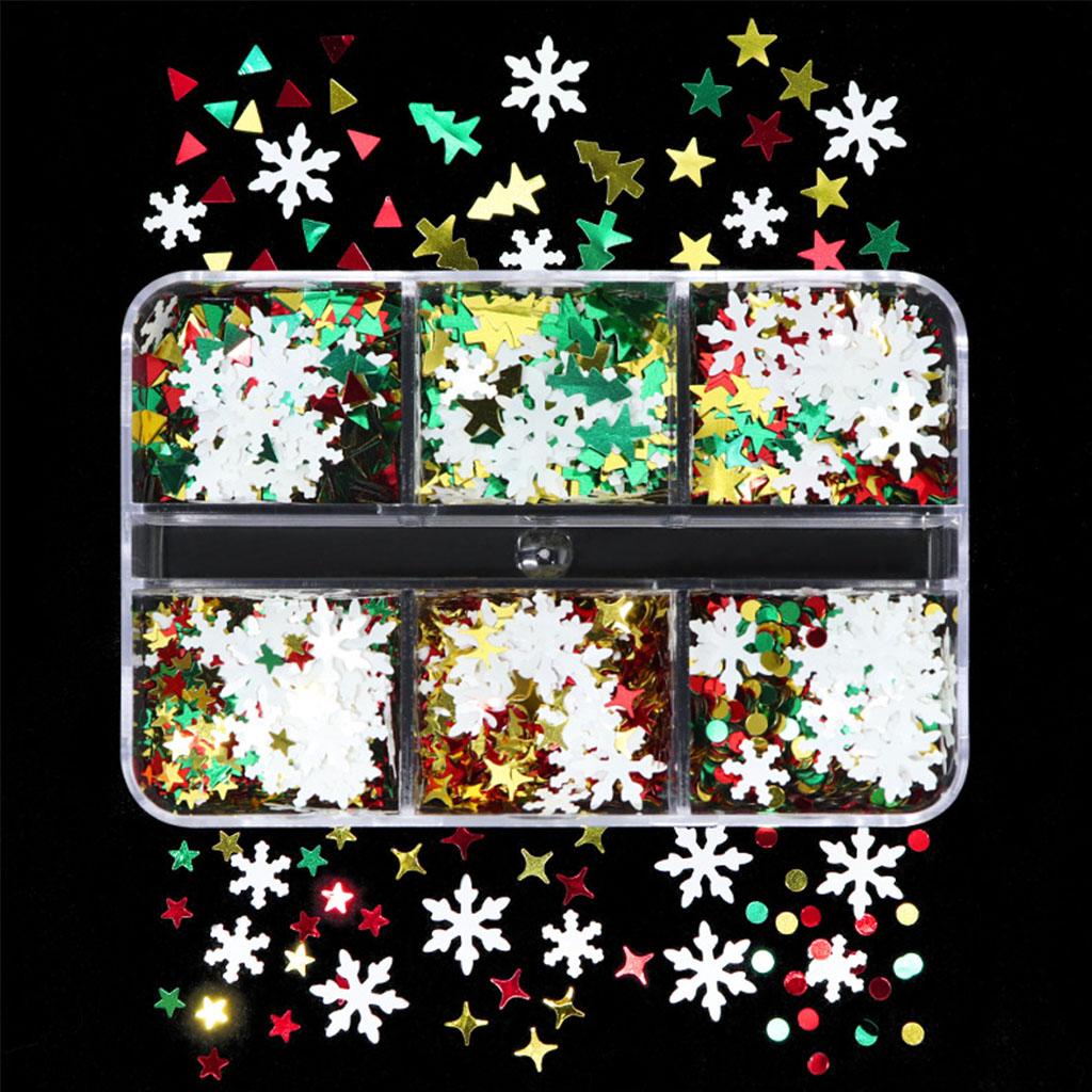 Glitter Snowflake Sequin Snowflakes Nail Art Christmas Nail Sequins Sparkly Snow