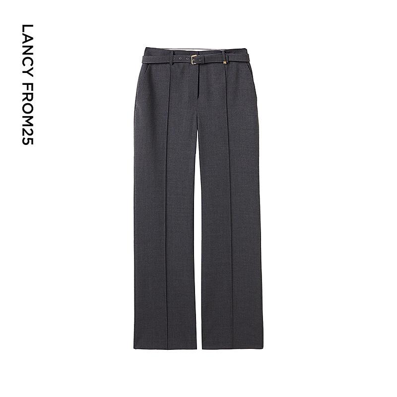 LANGZI Women's 100% Wool Straight Leg Suit Trousers