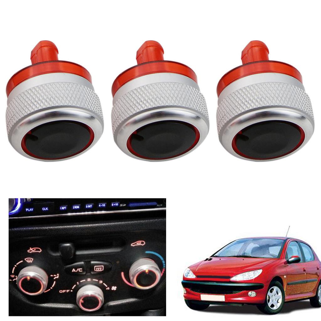 Pack Of 3 Air Conditioning Heat Control Switch Button Knobs For Peugeot 206 207 Vehicles Enhancing Driving Experience