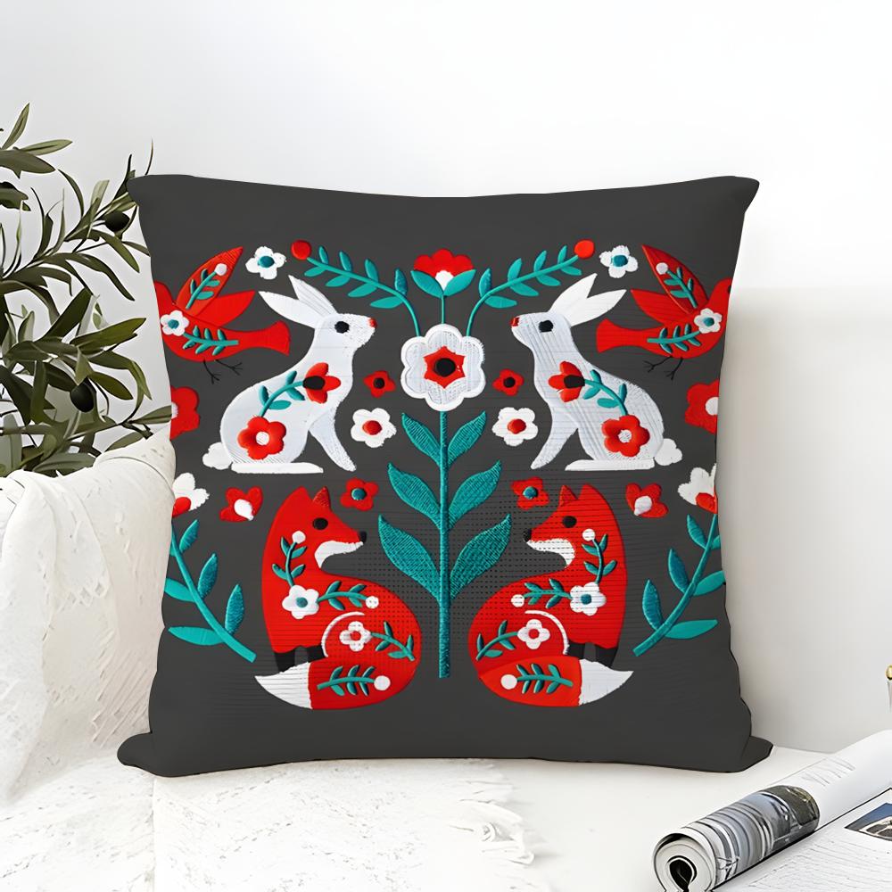 Animal And Natural Floral Prints Pillow Case Cotton Linen Fabric Square Zipper Pillowcase Home Decorative Living Room