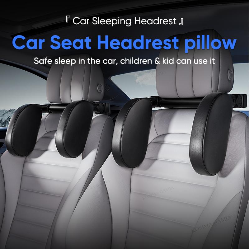Universal Car Headrest Pillow Memory Foam 360 Adjustable Auto Cervical Support Side Pads One Click Sleep Aid for Adults&Children