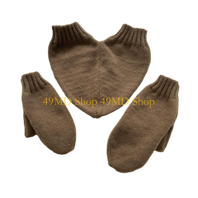 

49MD Teens Winter Full Finger Mitten with Hand Holding Design Knit Keep Warm Gloves