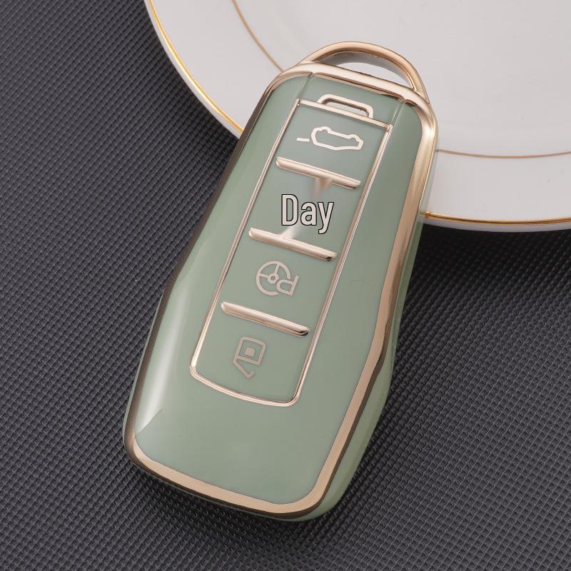 Xpeng G3 Key Case for P7 Car Remote: Gold-Edged PU Leather Protective Shell for Men & Women