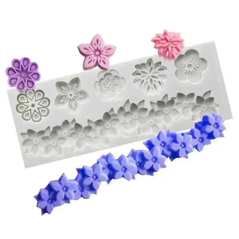 Mehrere Silikonblumenformen Kreative Blütenblätter DIY Schokoladenbonbonformen Küche Backen Kuchen Dekoration Aromatherapie Kerzenform