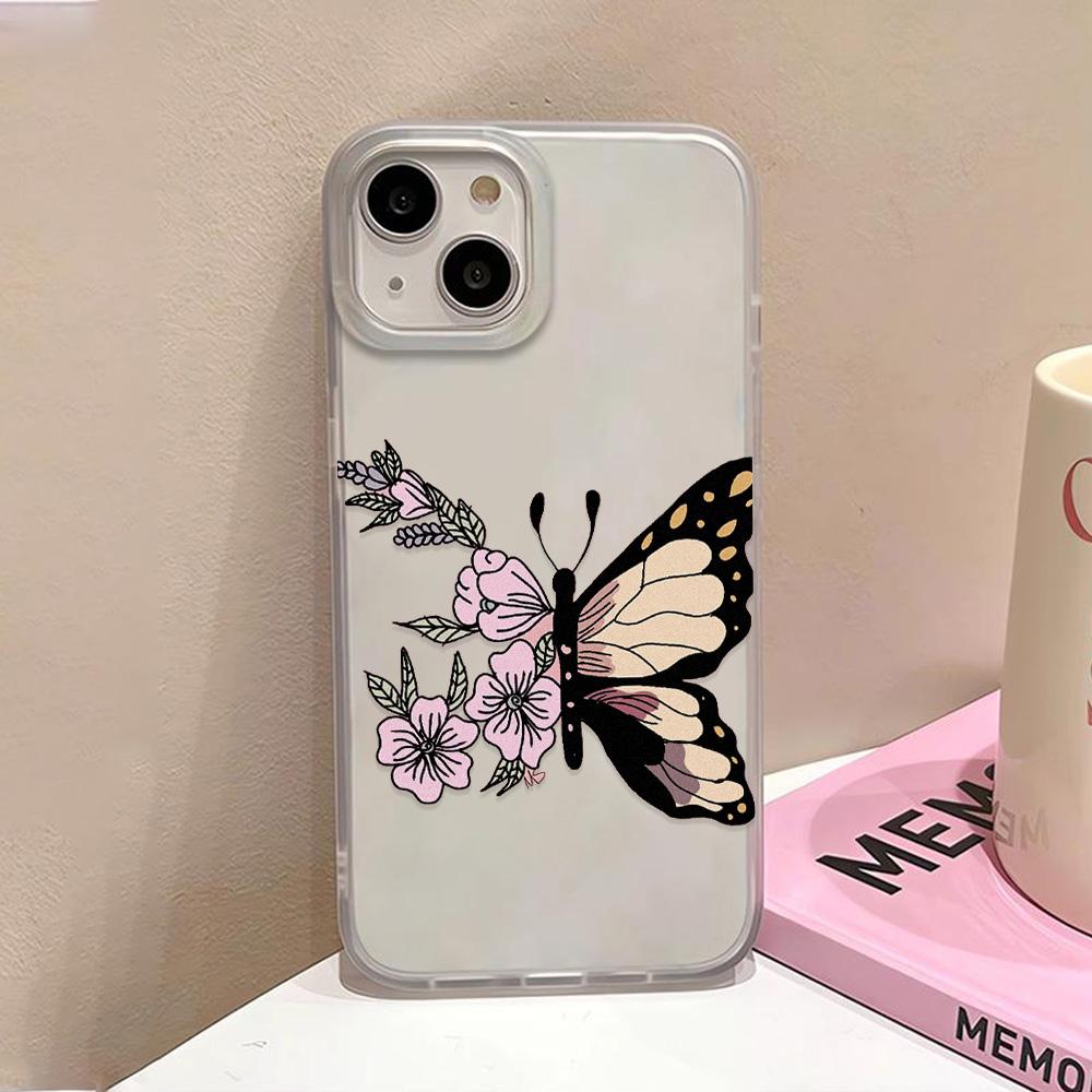 Gold Butterfly Soft TPU Case For iPhone 13 11 12 14 15 16 Pro Max Funda iPhone 12 13 Mini 16 Plus Translucent Clear Phone Cover