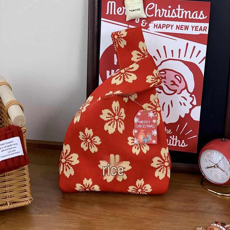 Festive Christmas Knit Tote Bag: Creative Handbag for Gifts & Candy