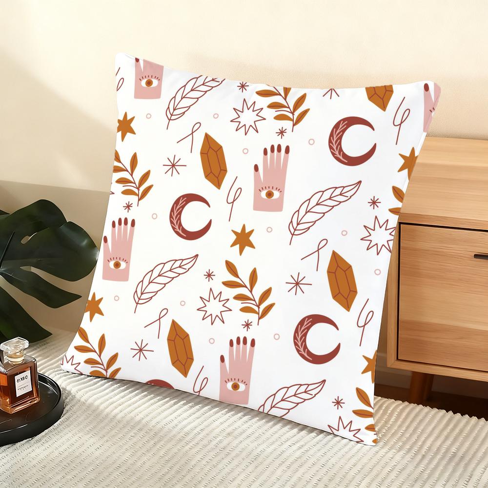 Abstract Boho Pattern Cushion Cover Soft Short Plush Pillow Cover Smooth Cozy Texture Aesthetic Cushion Case Home Decor