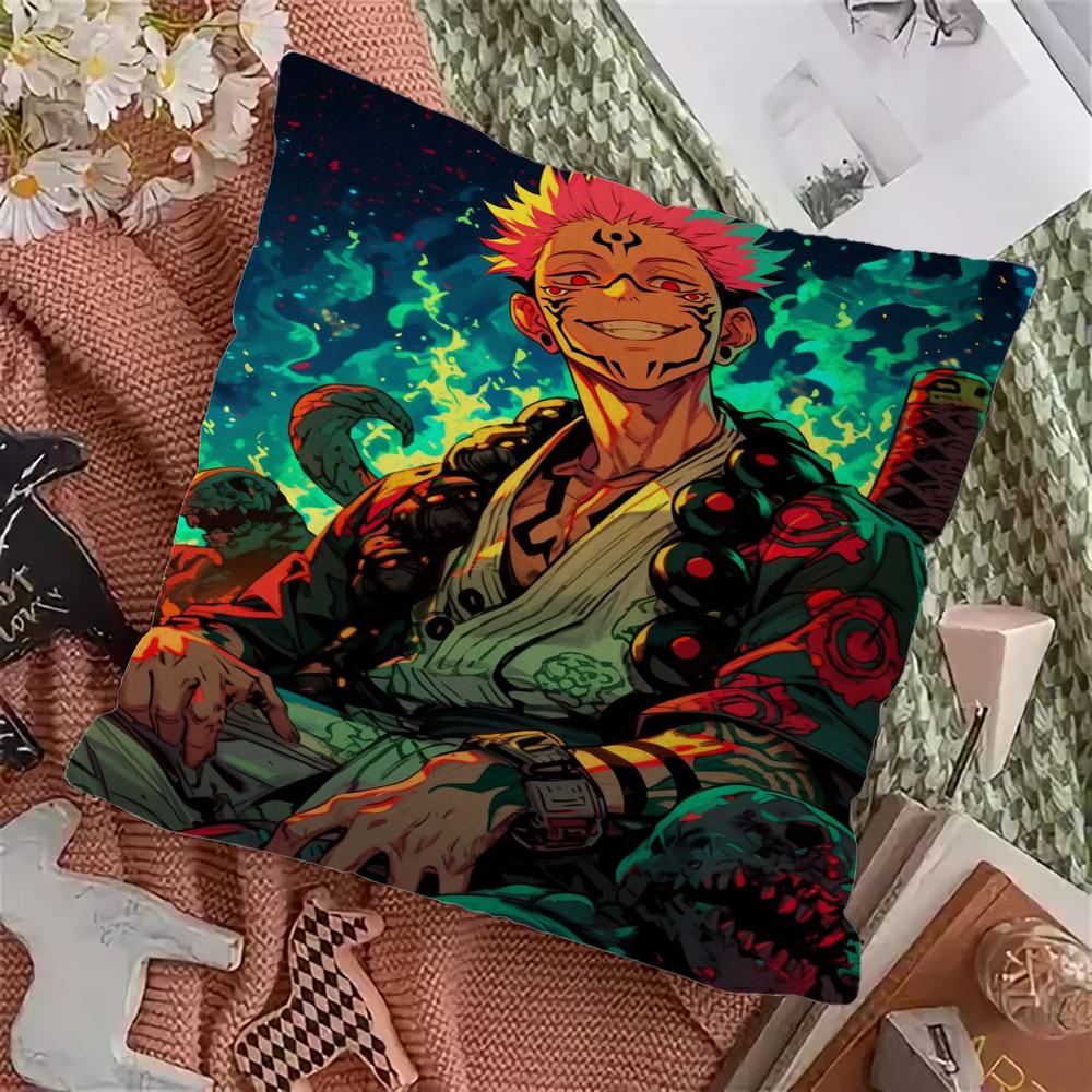Poduszka Anime R-Ryomen S-Sukuna Poduszka Anime Pokrowiec na Poszewkę Poduszki na Kanapę Łóżko Zagłówek Pokrowiec na Poduszkę 45x45 Cm Modny