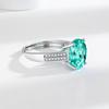 Double Row Zircon 925 Sterling Silver Ring Blue-green Zircon Elegant Simple Fashion Women's Ring