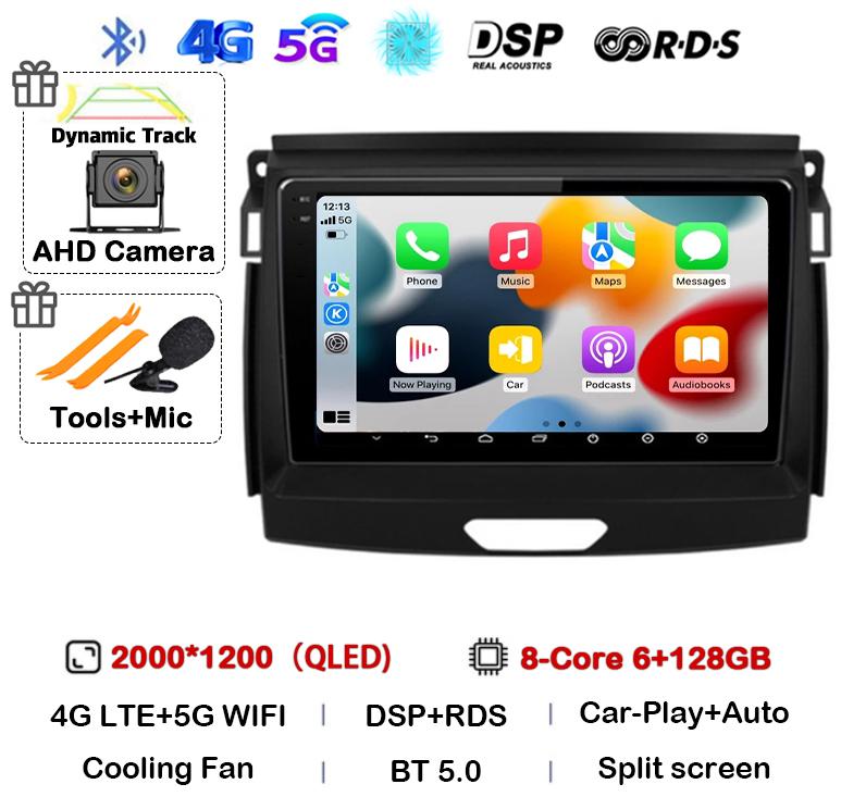 Android 14 Carplay Auto Car Radio Stereo For Ford Ranger 2015 2016 2017 2018 2019 2020 GPS Multimedia Autoradio Player Head unit