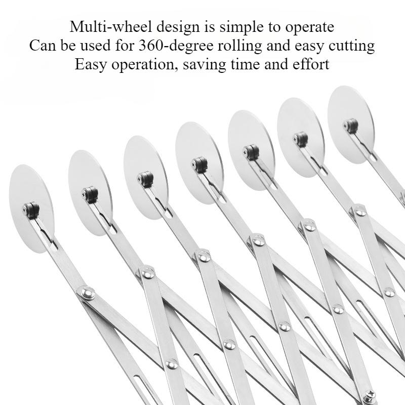 Stainless Steel Multifunctional Retractable Multi-wheel Roller Knife Fried Dough Stick Pizza Cake Maker Slicing Knife