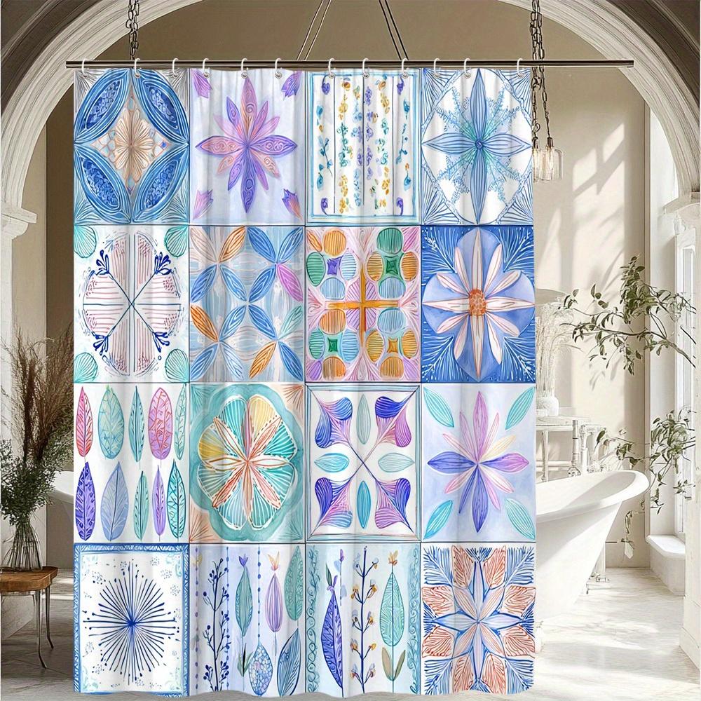 1Pc Natural Plant Scenery Shower Curtain Shower Curtain Floral Pattern Creative Leaf Design Fresh And Pleasant Bathroom Decorati