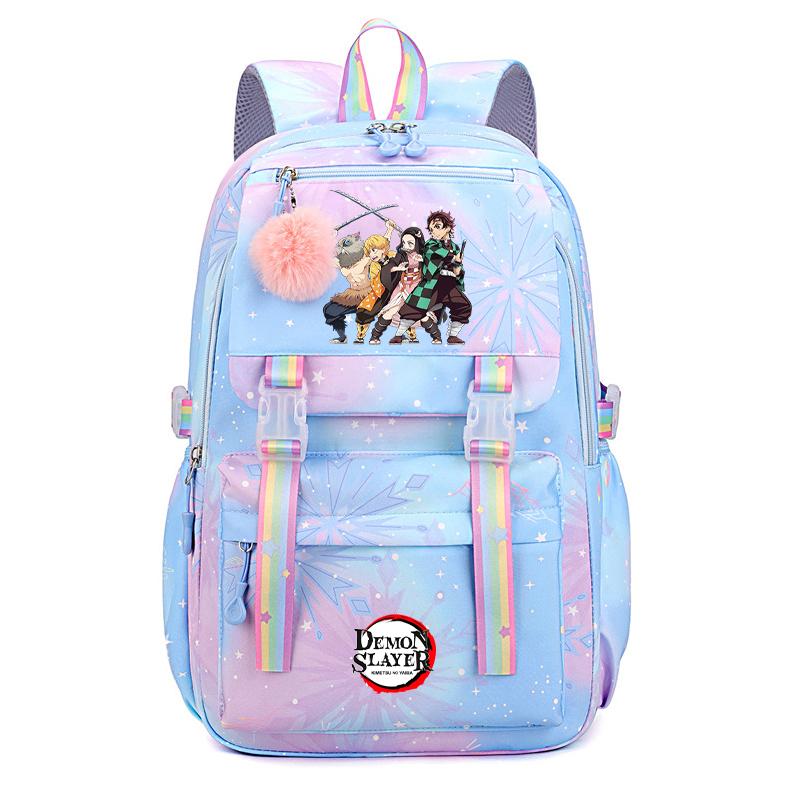 Anime Demon Slayer Backpack Computer Bagpack Sweet Soft Backpack Printed Girl Lightweight Schoolbag for Women Travel Leisure Bag Rucksack Mochila