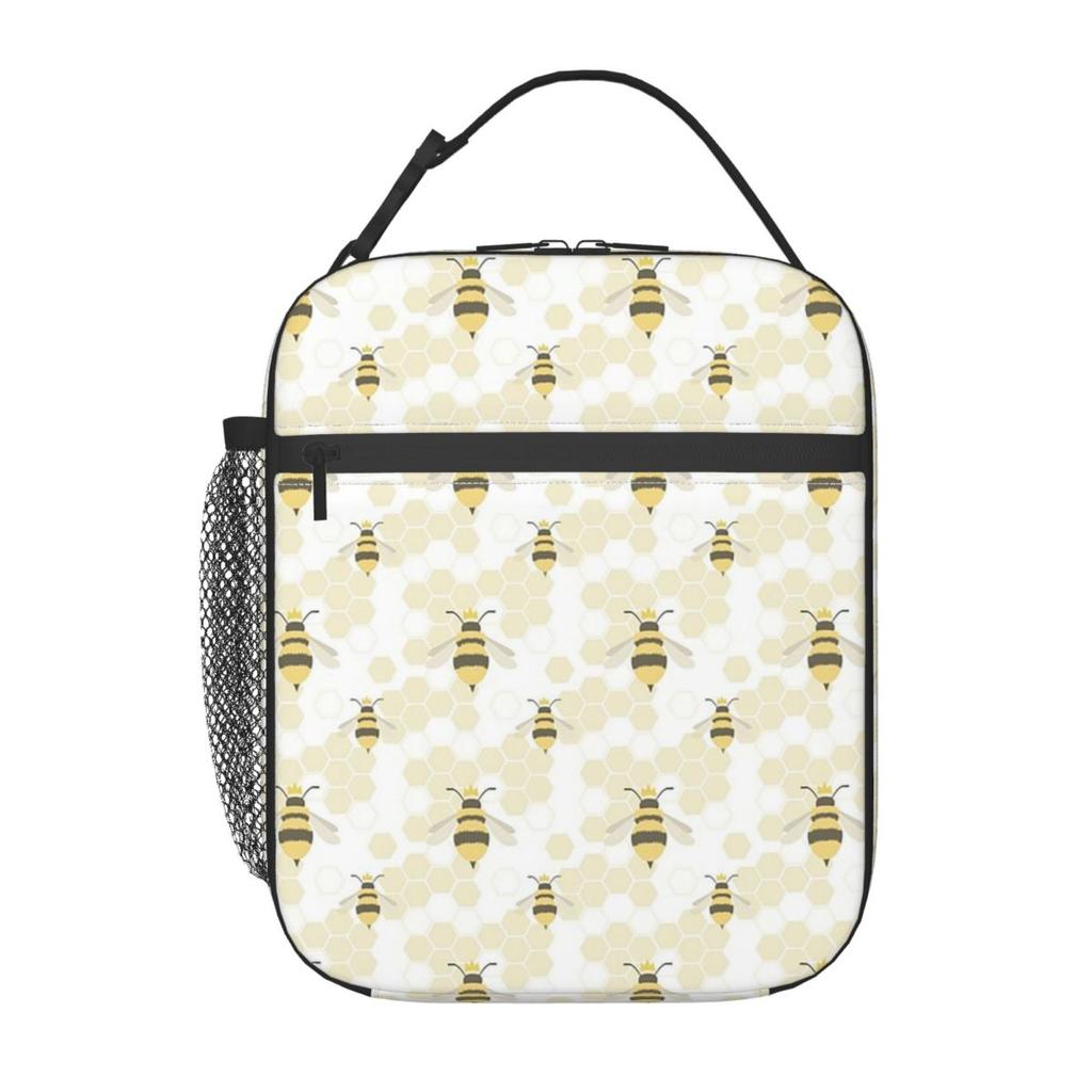 Bees Collect Honey Pattern Insulated Lunch Bag for Women Children Portable Food Boxes Thermal Lunch Box Tote