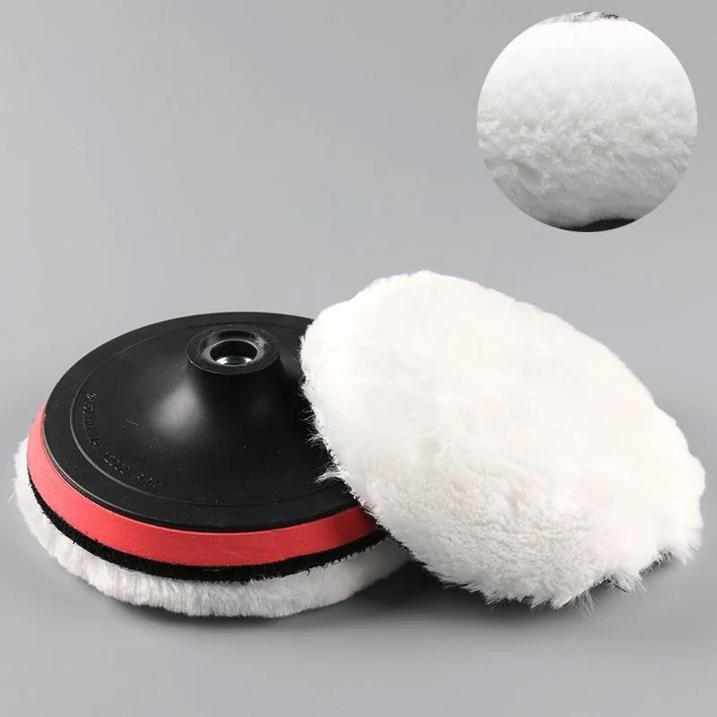 5 Sizes 75-175mm Wool Polishing Disc Car Beauty Waxing Self-Adhesive Disc Imitated Wool Sponge Pad Auto Polisher Sponges Discs