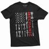 Men's Mechanic USA Flag Garage Shirt Tools Bolts American Patriotic Mechanical Flag Shirt