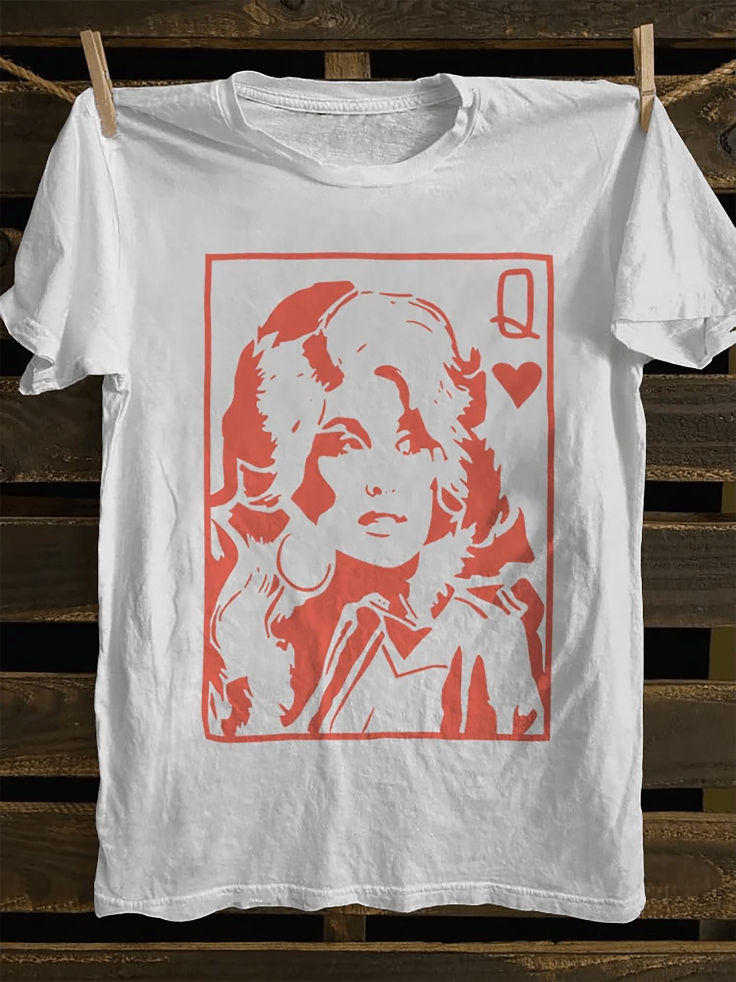 

Mens Retro Punk Rock Tshirt White Round Neck Tshirt with Red Pattern Heavyweight 180g Fabric Normal Version Casual Shirt 4XL