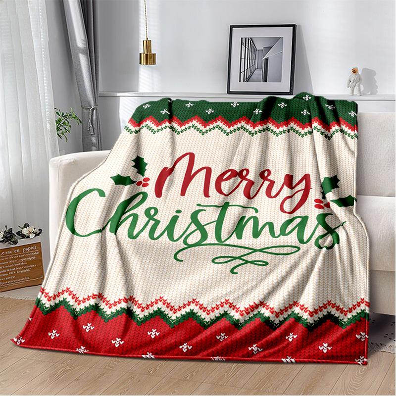 Cartoon Santa Claus Merry Christmas Tree Kid Gift  Soft Plush Blanket,Flannel Blanket Throw Blanket for Living Room Bedroom Sofa