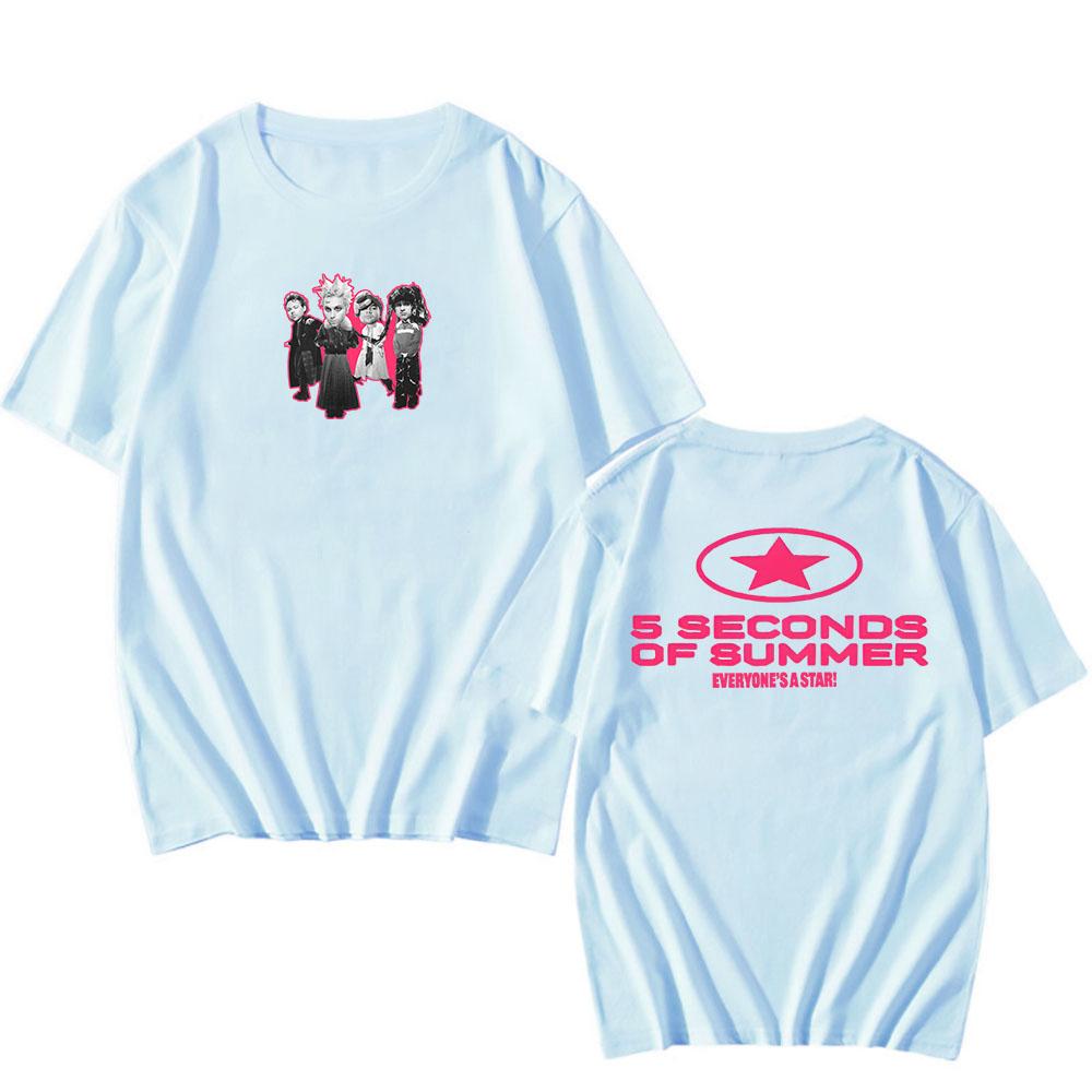 

5 SECONDS OF SUMMER Футболки гурту Кожен - Зірка Футболка з альбому З коротким рукавом Круглий виріз Бавовняні футболки Одяг з графічним принтом Топ M