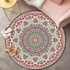 Flower Print Round Carpet Colorful Geometric Design Vintage Decor Mat Boho Ethnic Decor Non-Slip Rug for Living Room Bedroom