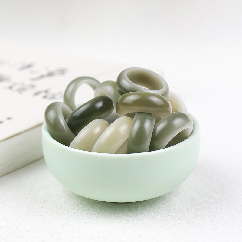 Natural White Jade Bodhi Root and Seed Bracelet with Floating Green Ring Beads - Buddhist Wenwan DIY Accessory.