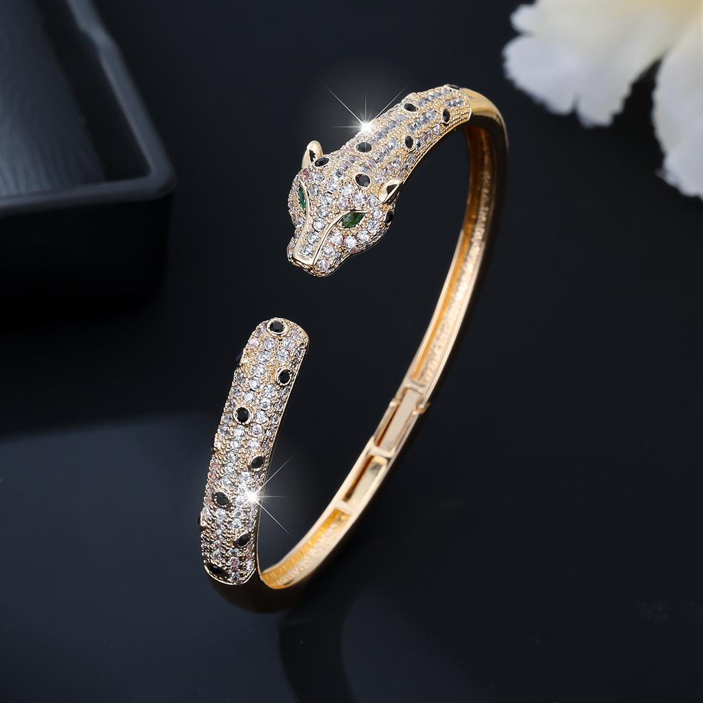 Bracciale Leopardato alla Moda Stile Europeo e Americano Bracciale Hip-hop Esagerato di Alta Gamma