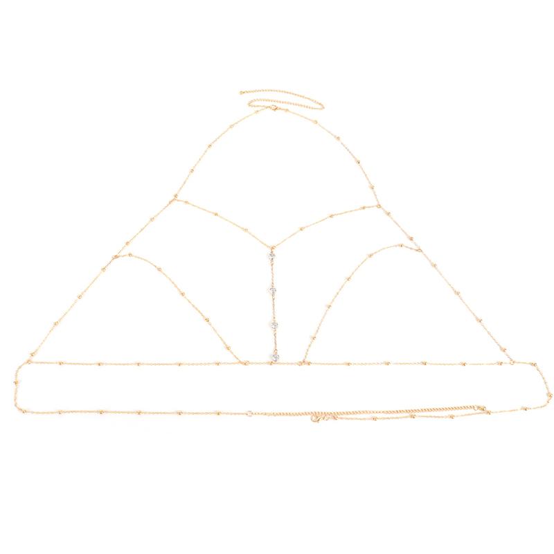 Körperschmuck Sexy Brustkette Bikini Bauchketten für Frauen Kreuz Taillenketten Weiblicher Körperanzug Mädchen Mode Strand Einfacher Luxus