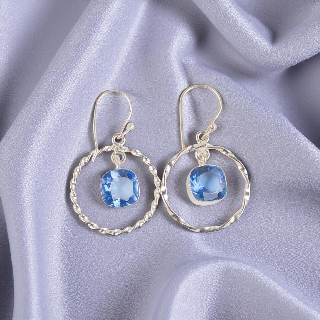 Tanzanite Gemstone 925 Sterling Silver Women's Jewelry Handmade Earrings 1.60" EE-60-2