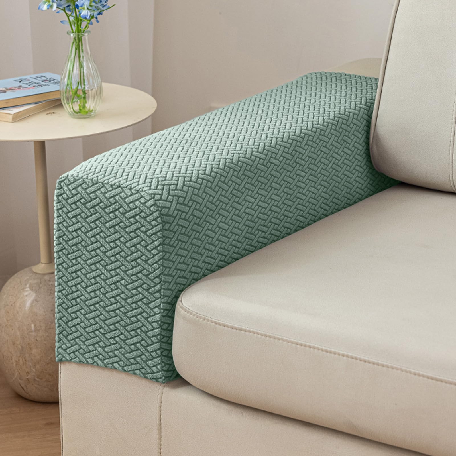 

Чехлы на подлокотники дивана, Набор чехлов на подлокотники дивана из 1 шт., Полиэстеровые эластичные противоскользящие защитные чехлы для мебели, Моющиеся чехлы для кресла One Size темно-зеленого