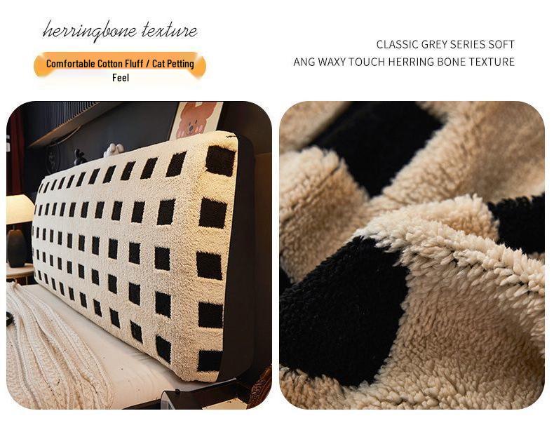 Plaid Thickened Bedside Headboard Cover
