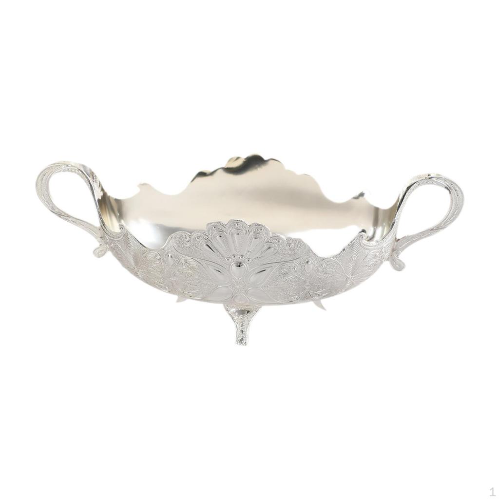 Footed Fruit Bowl Snacks Plate Double Ear Design Decorative Countertop Organizer Holder for