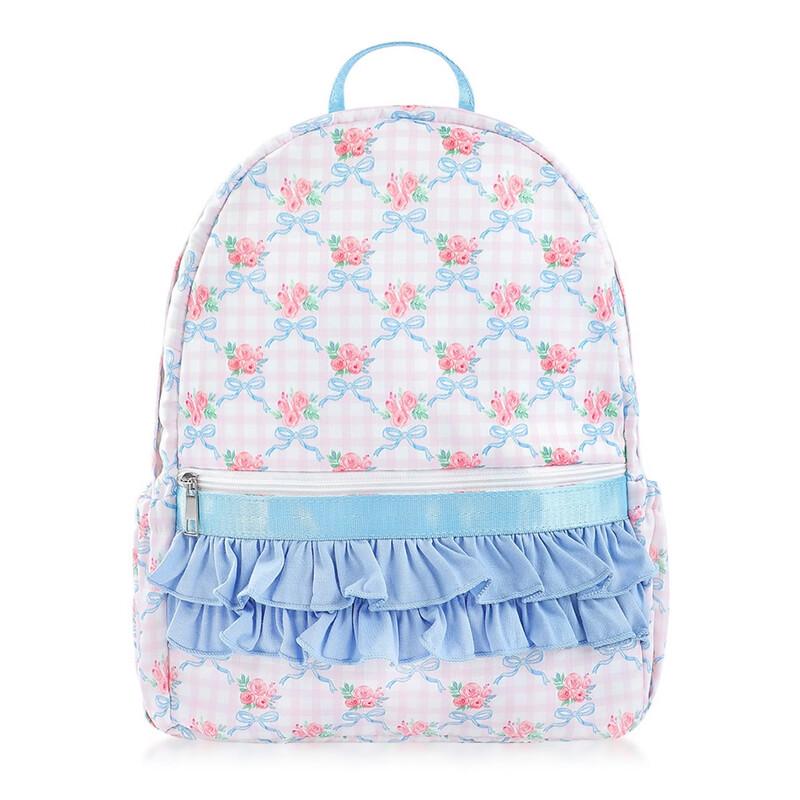 Bowknot Floral Ruffle Student Backpack