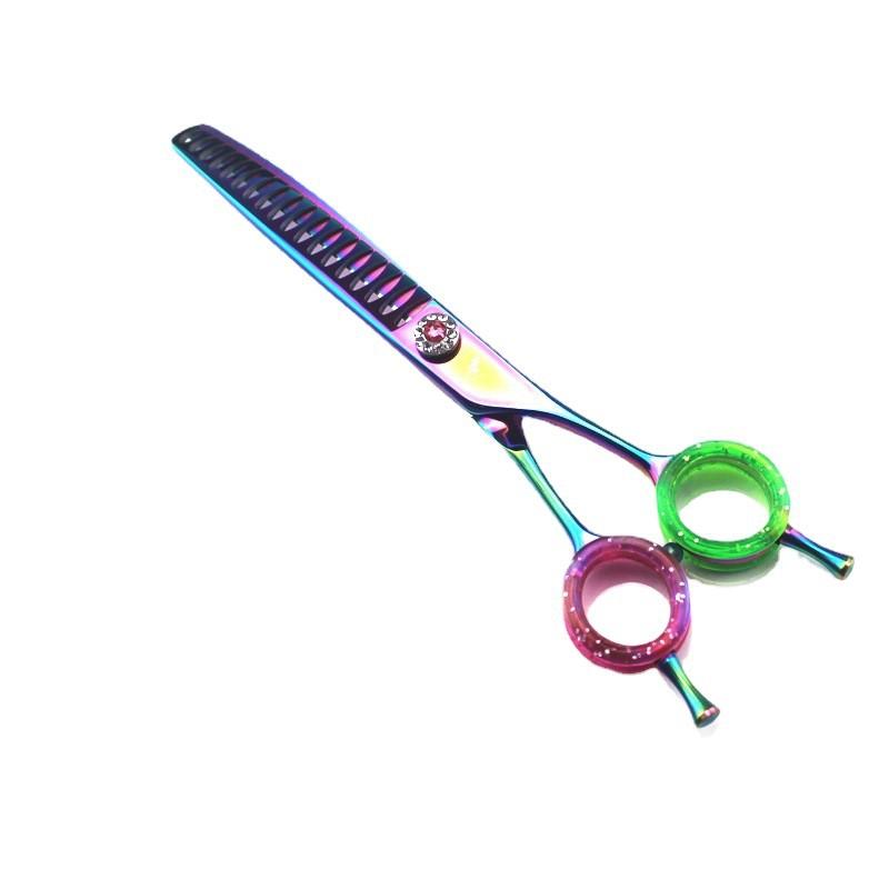 7.0 Inch Color, Dense Teeth Fishbone Teeth Pet Grooming Scissors, Tooth Scissors Curved Scissors, Trimming Scissors And Curved Teeth Scissors 3 Colors