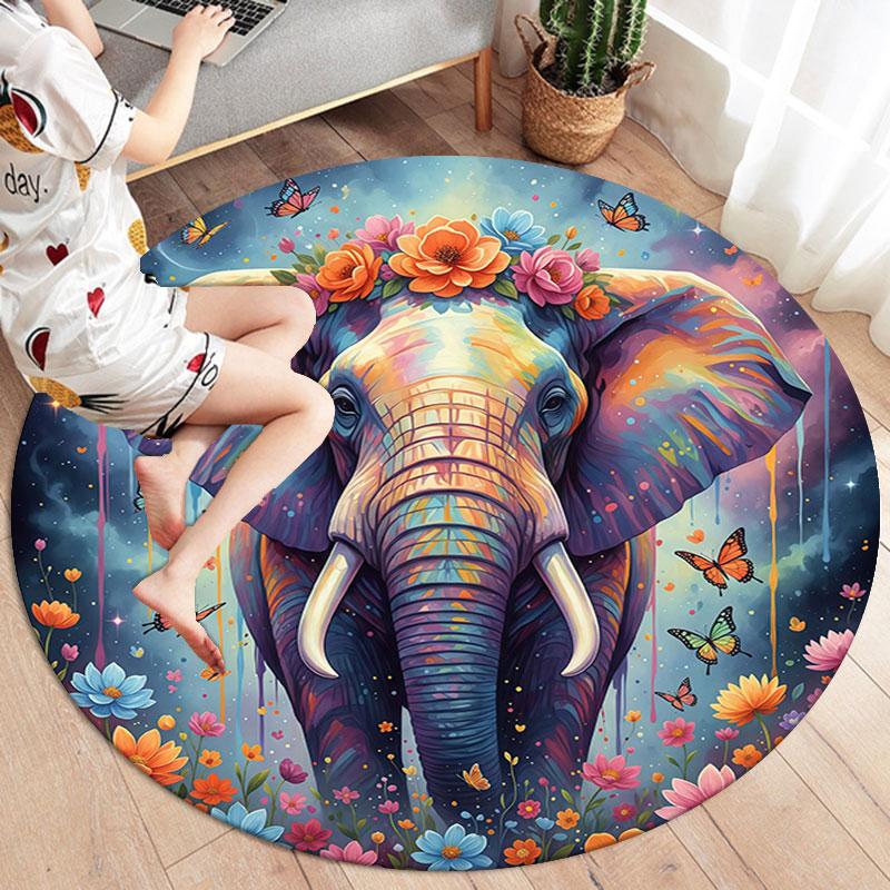 Liquidpaintanimals Round Area Rug,Carpet Rug for Living Room Bedroom Sofa Playroom Decor,Non Slip Floor Mat