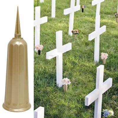Cemetery Vase Graveyard Decoration Flowers Holder with 7-Hole Cylindrical Insert Reusable Cemetery Flower Holder with Spike