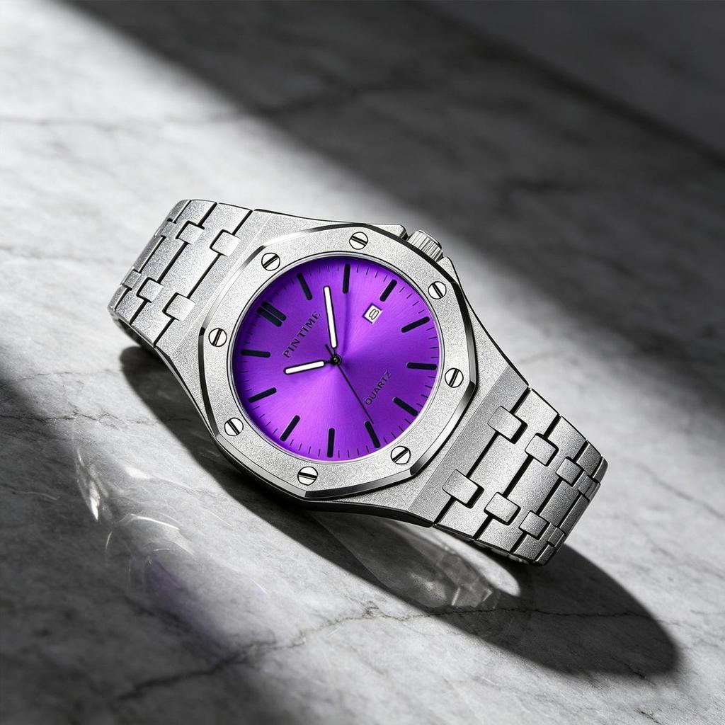 Mens Luminous Waterproof Watch Octagonal Analog Quartz Wrist Watch with Date Display