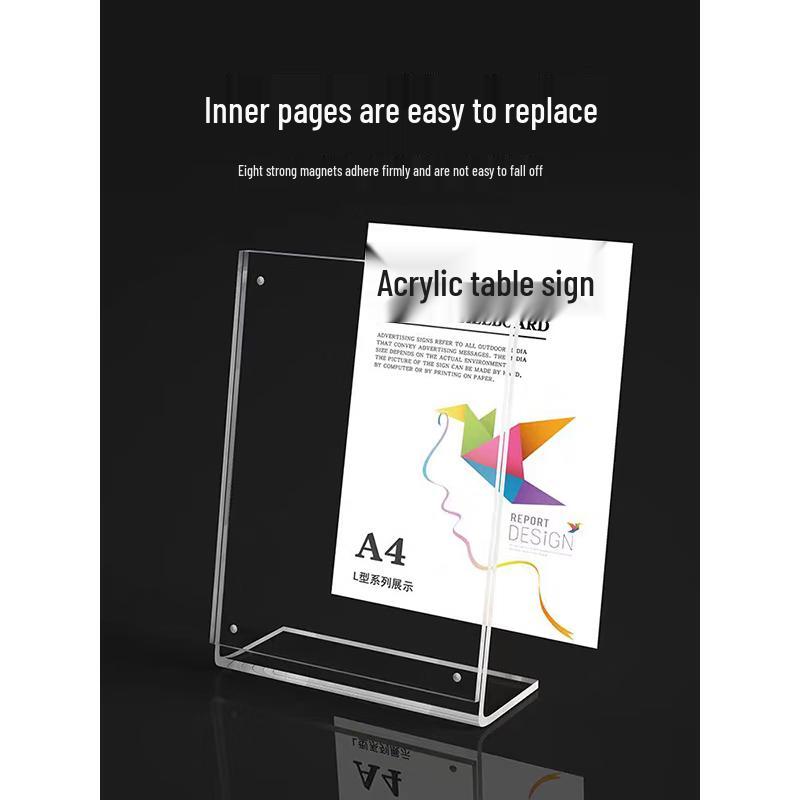 Acrylic L-Shape Slanted Sign & Card Holder